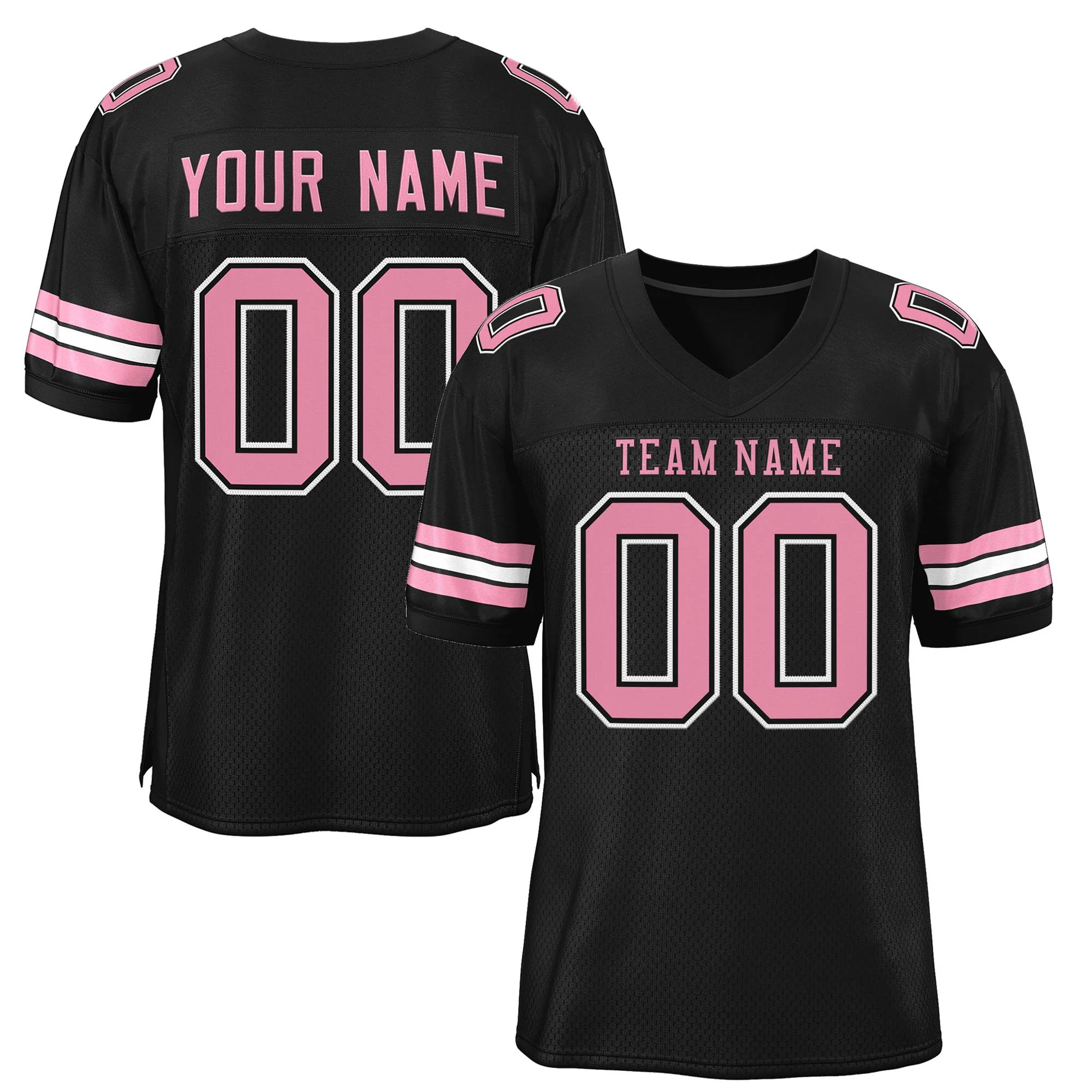 Custom Black Pink-White Classic Style Mesh Authentic Football Jersey
