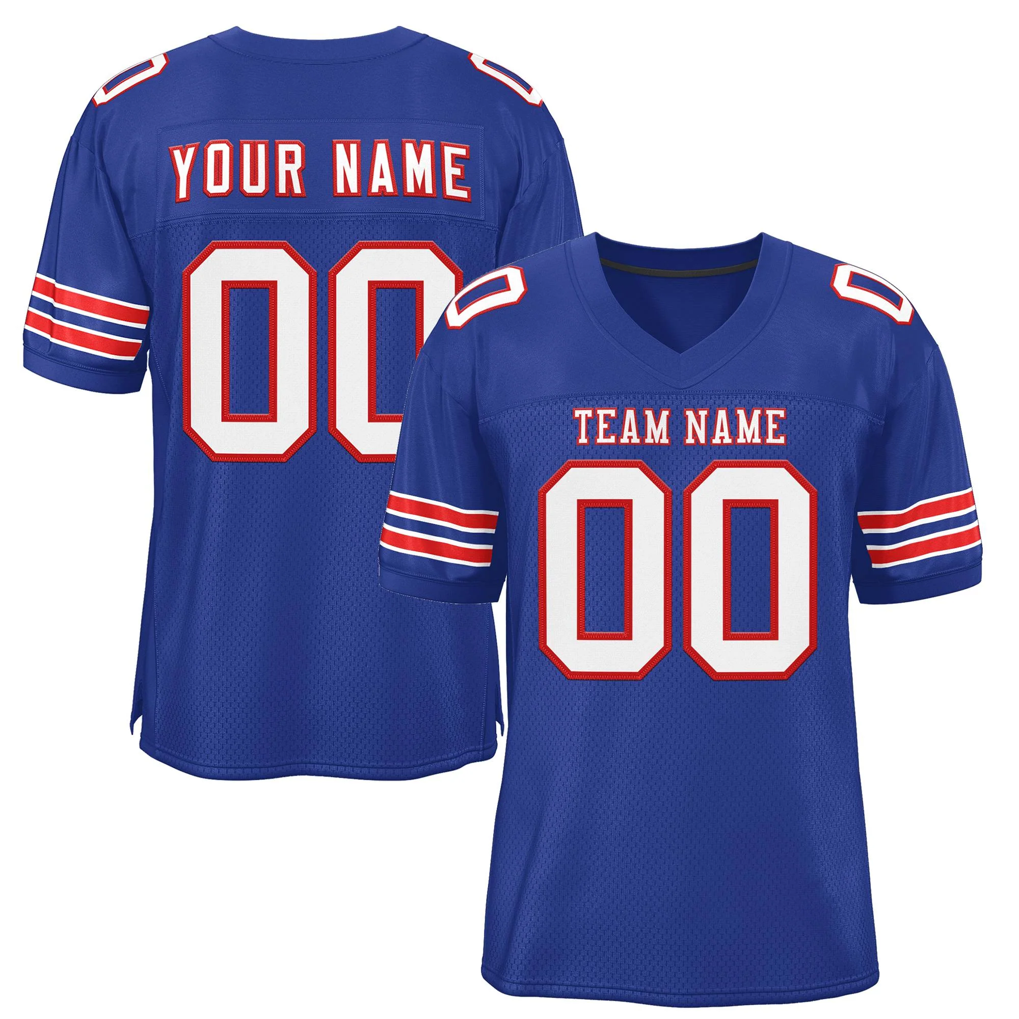 Custom Royal White-Scarlet Classic Style Mesh Authentic Football Jersey